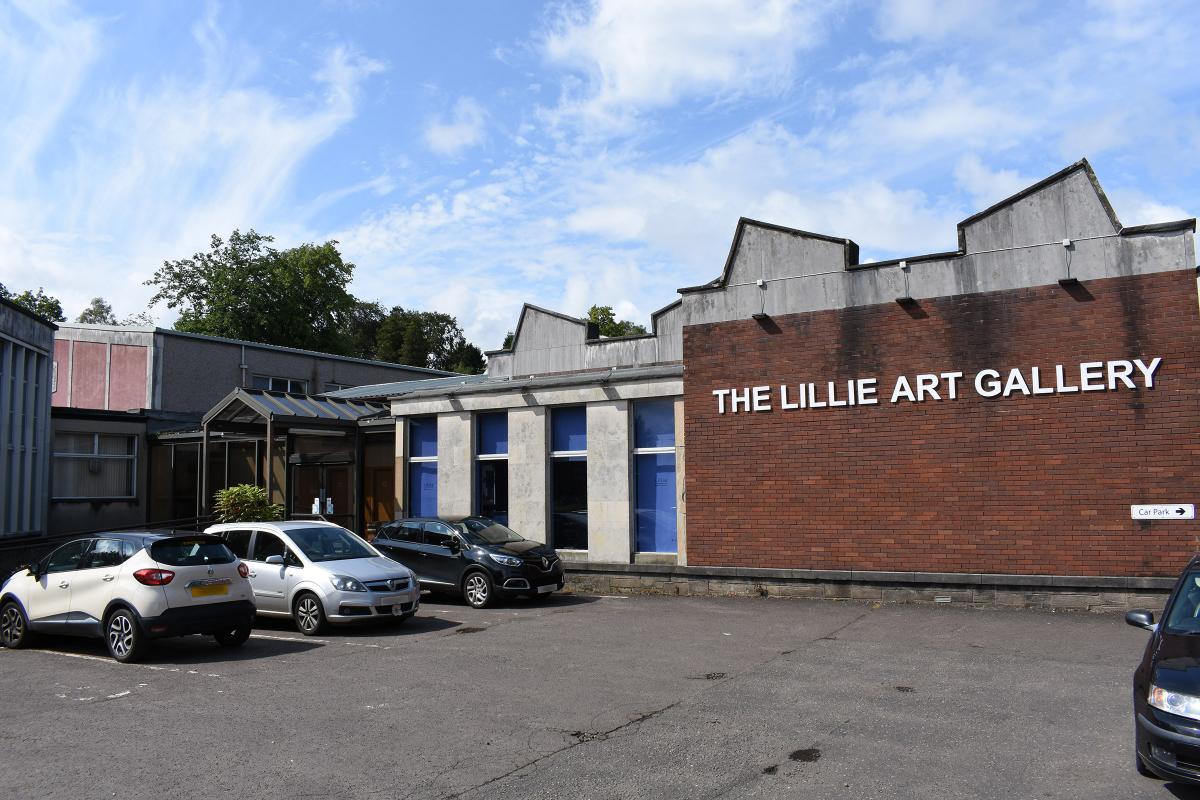 Exterior view of car par and Lillie Art Gallery