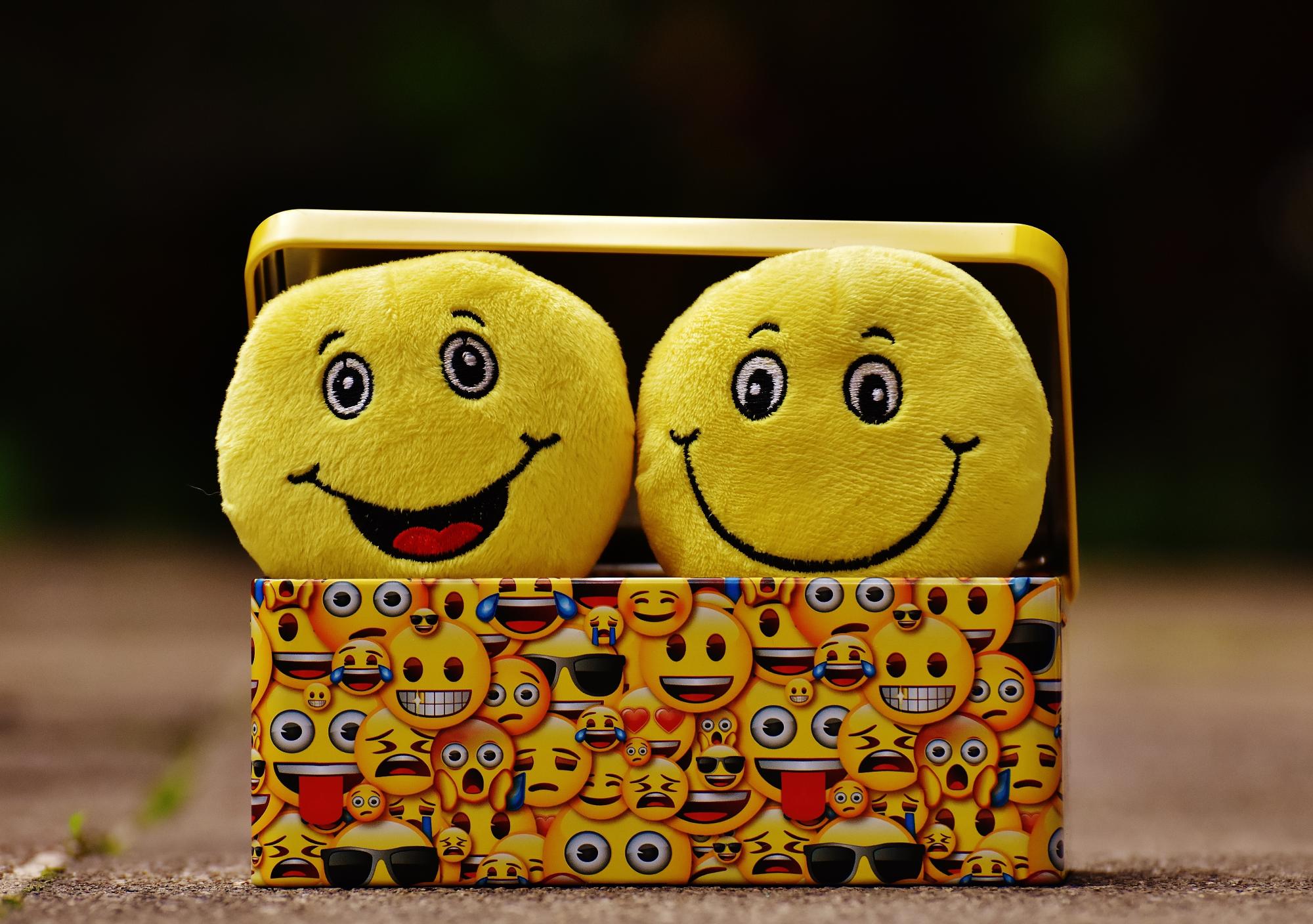 two yellow smile emoji's in a box 