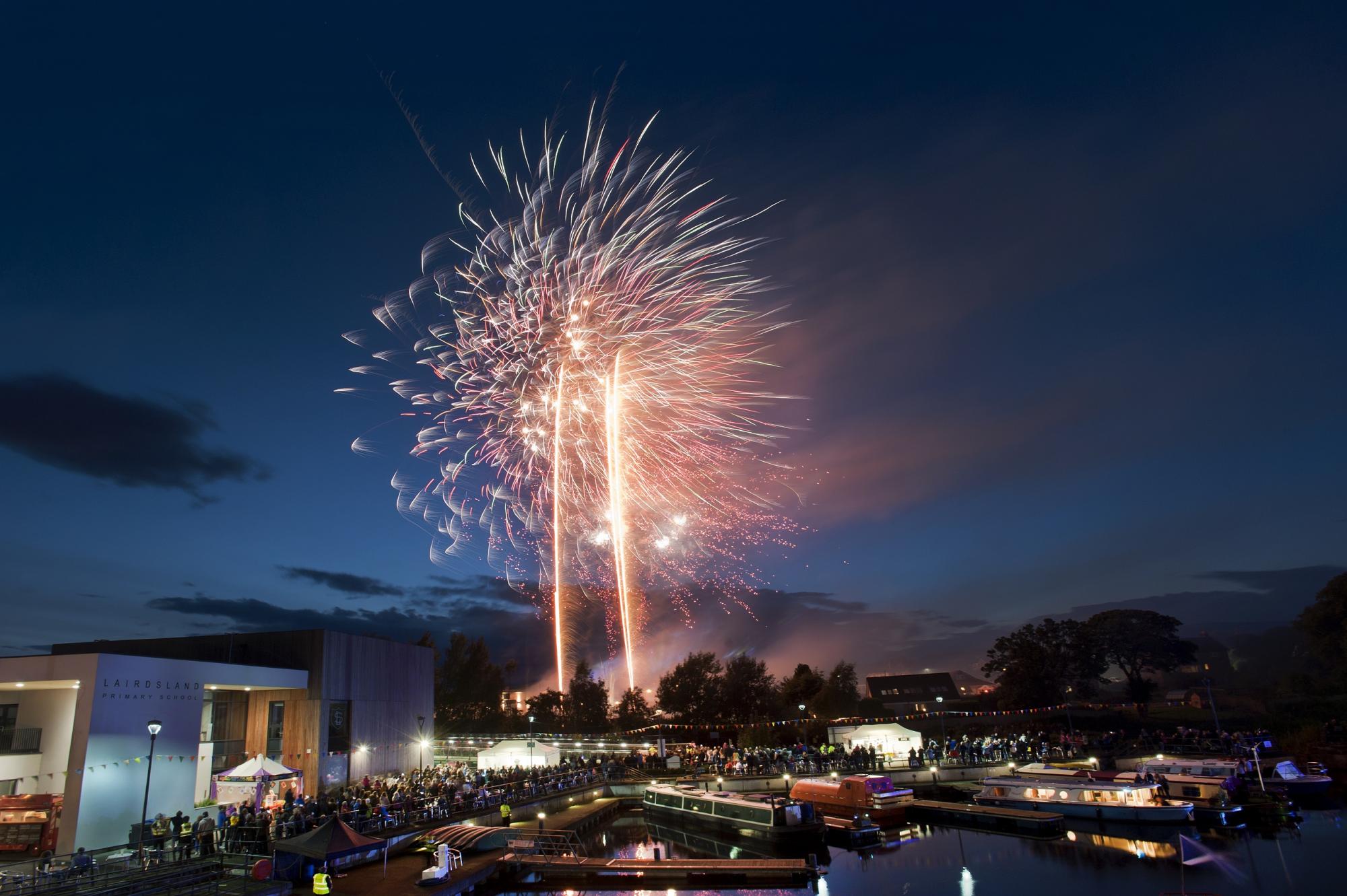 Firework display at the Kirkintilloch Canal Festival