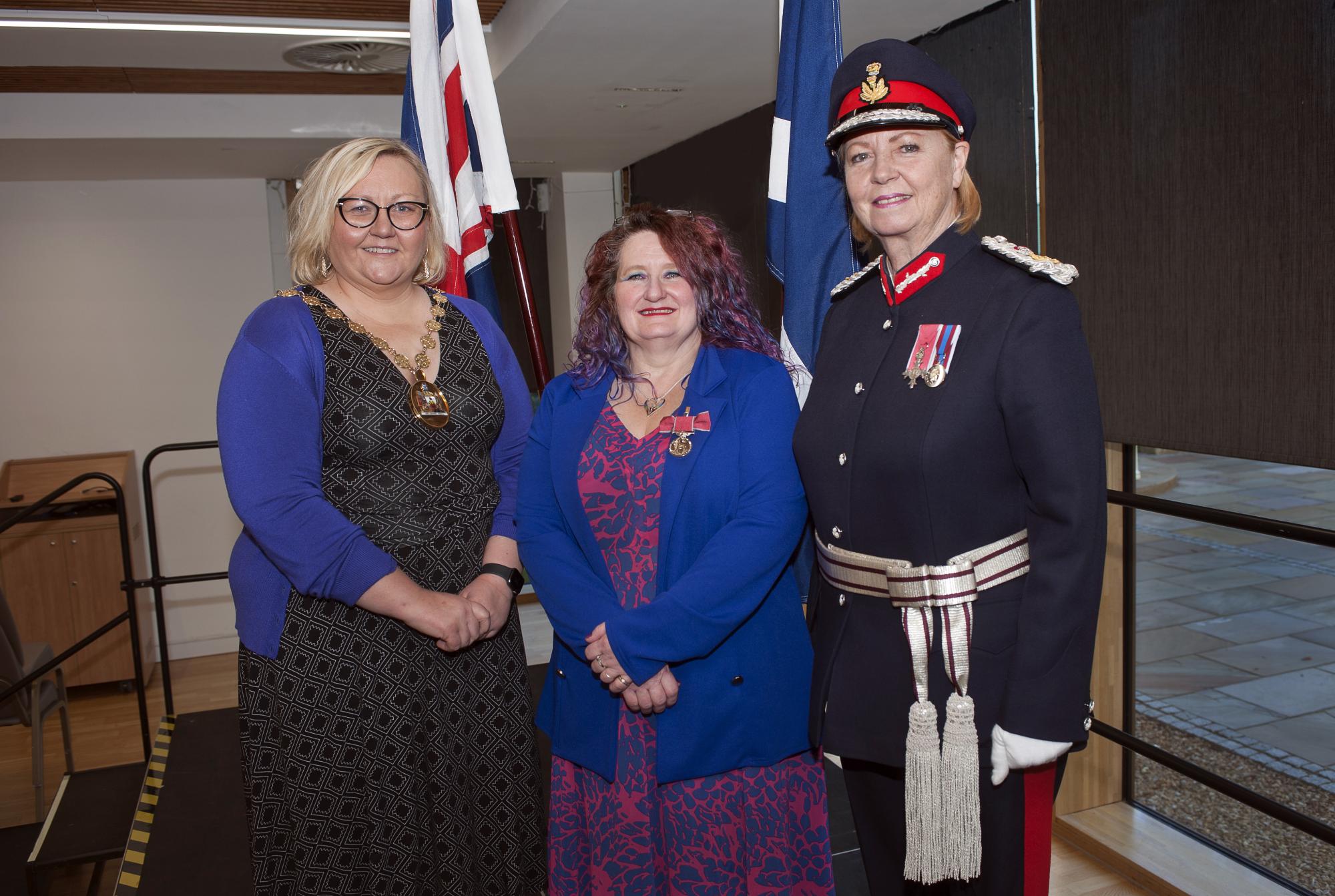 Provost with Melody Whitley and Jill Young MBE