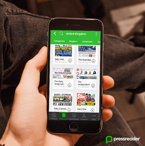 pressreader app on an iphone
