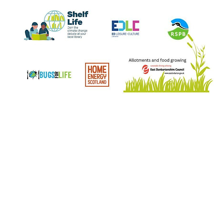 Logos of Shelf life, EDLC, RSPC, Bugs for Life, Home energy Scotland and EDC Allotments and food growing