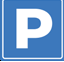 Parking sign blue back ground with white P