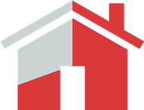 House graphic which is grey and red