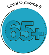 Circle with 65+ in the middle and text above reading Local