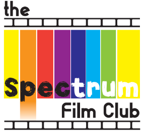 Tape with vertical coloured stripes with the word The Spectrum film club