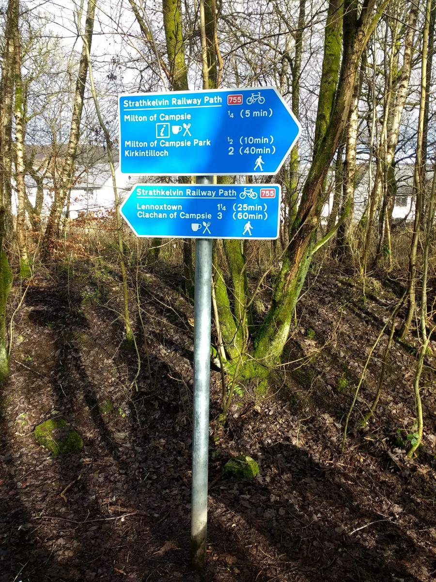 blue signage posts for walkers