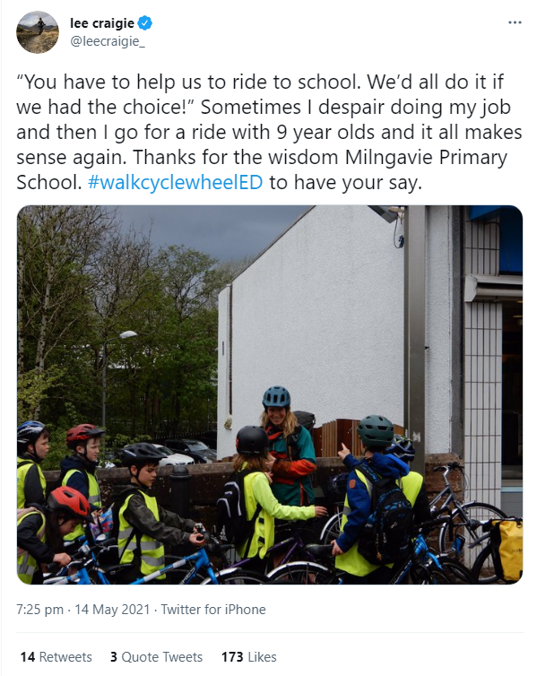 screenshot of social media with image of cyclists 