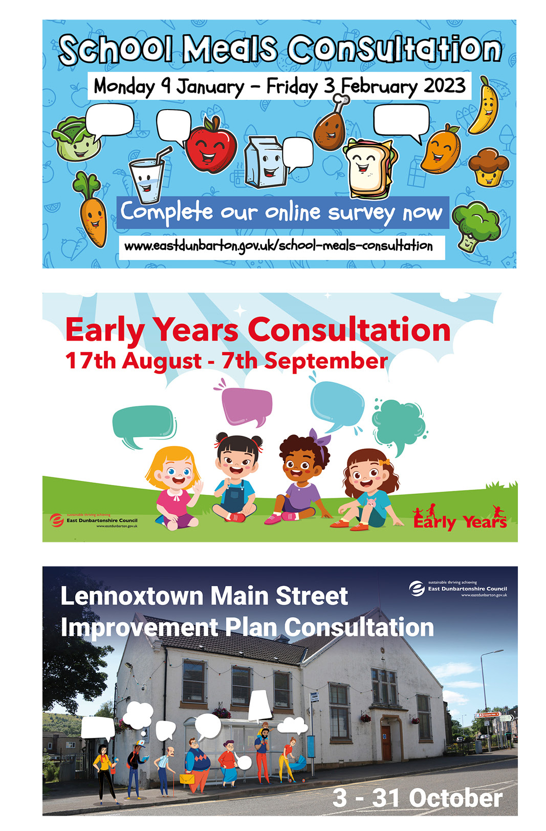Infographics for School meals, Early Years, Lennoxtown Consultations