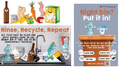 Info Graphic of what bins to;put recycling in