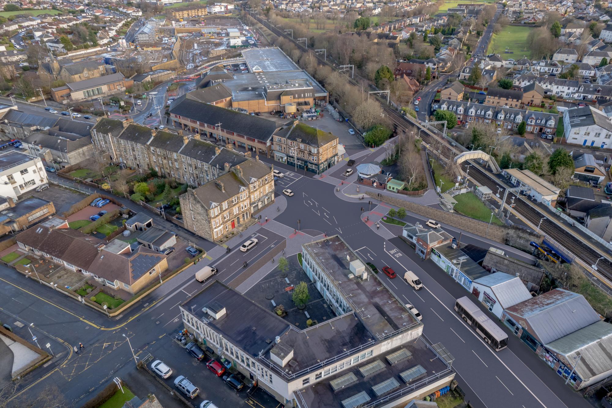 Aerial view of Bishopbriggs town centre