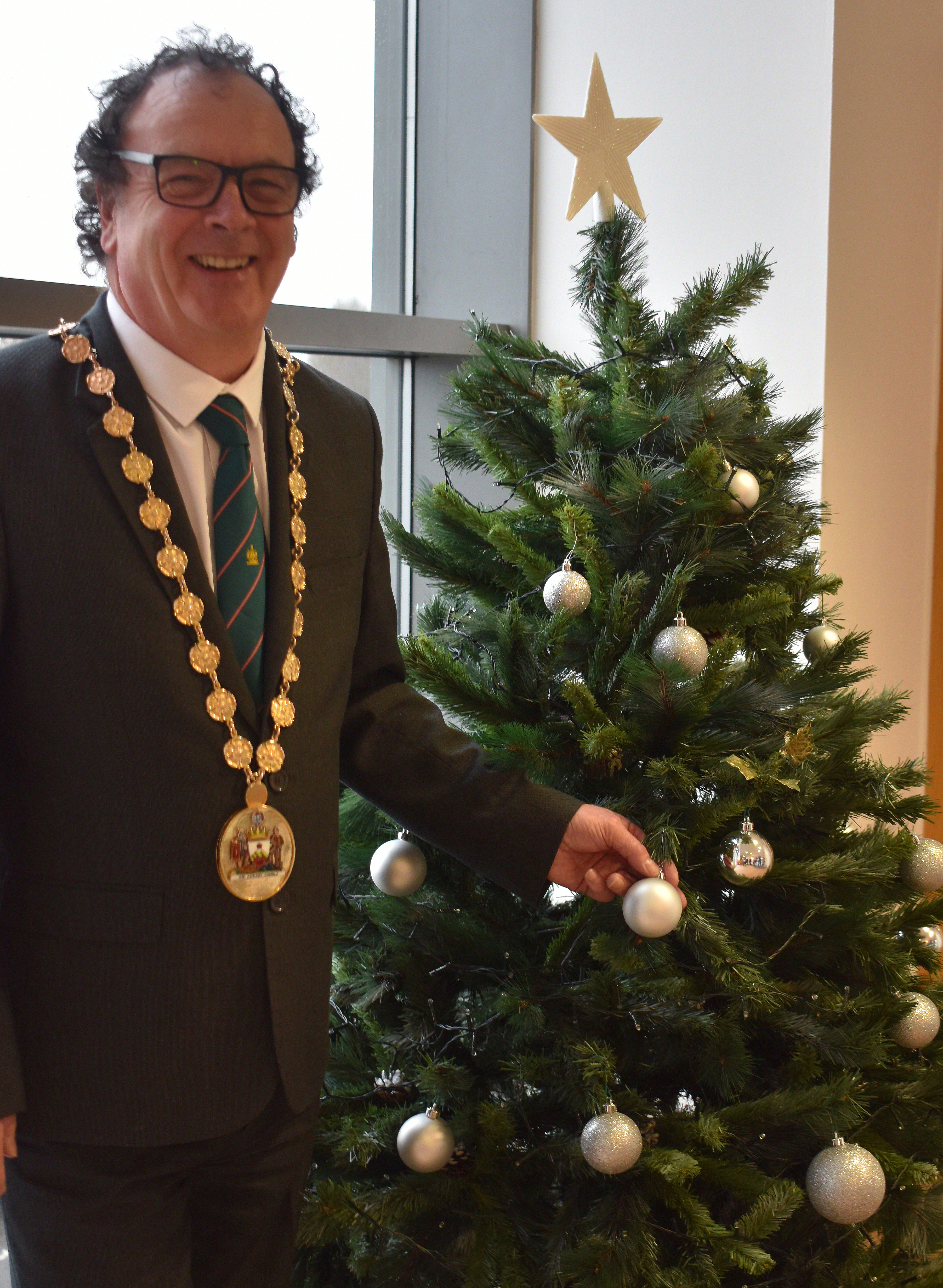 image of provost brown at christmas tree