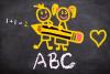 match stick kids with pencil and ABC